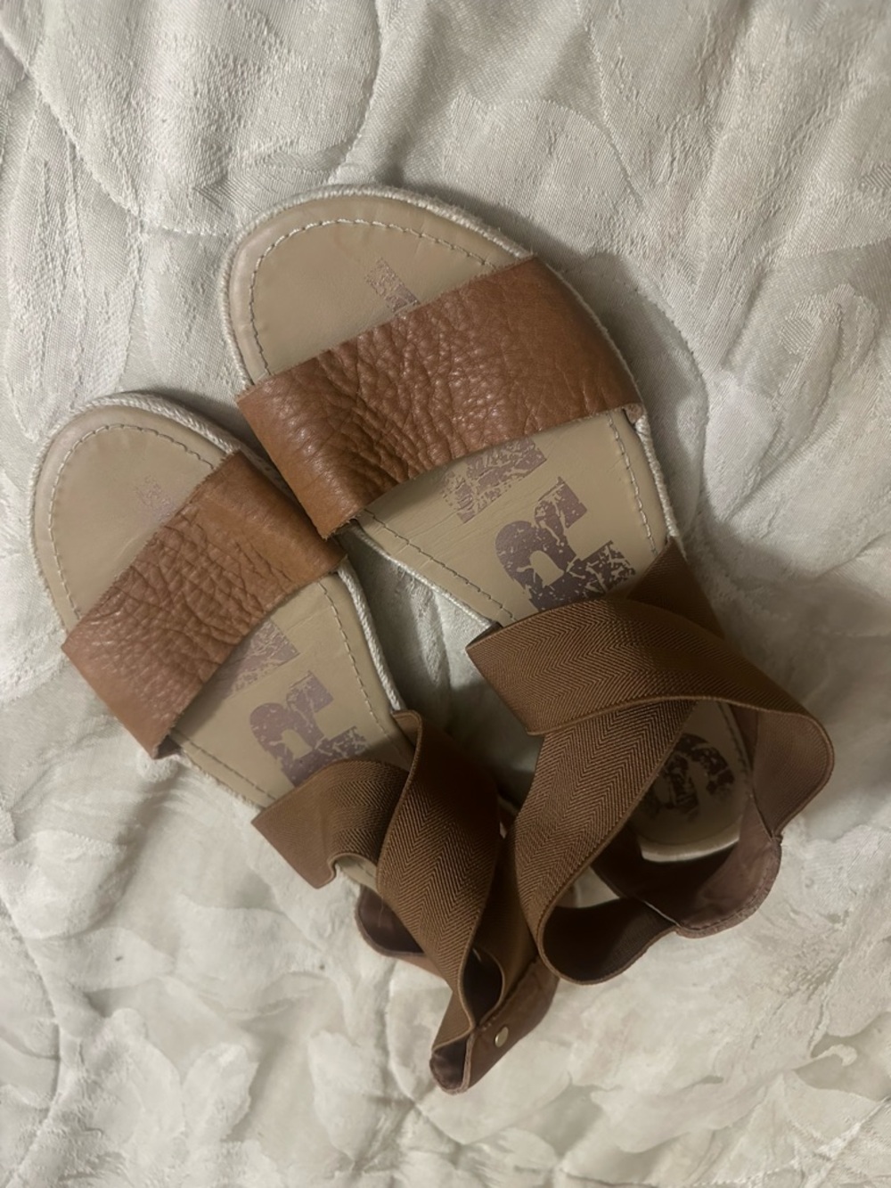 Brown Elastic Strap Sandals
